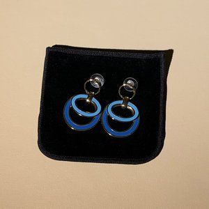 J. Crew Blue/ Gold Double Hoop Circle Earrings